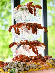 Cocktail shrimp tower for event at SkyView Golf Club in New Jersey.