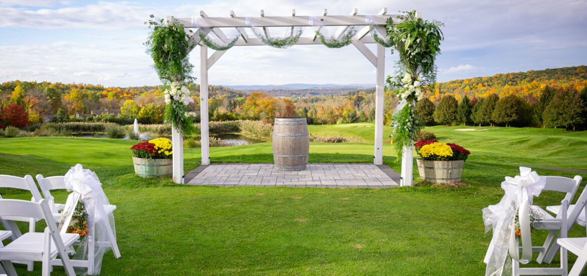 Beautiful outdoor alter in autumn at SkyView Golf Club in New Jersey.